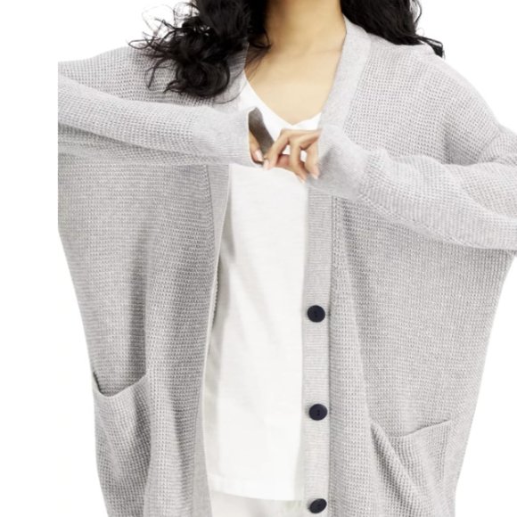 St. John's Bay Sweaters - St. John's Bay Oversized Knit Gray Button Front Cardigan Sweater Size Small